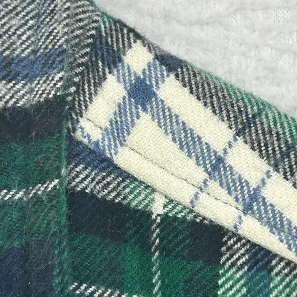 J.CREW Shirt Mens L Midweight Flannel Tartan Plaid Double Brushed Cotton Green